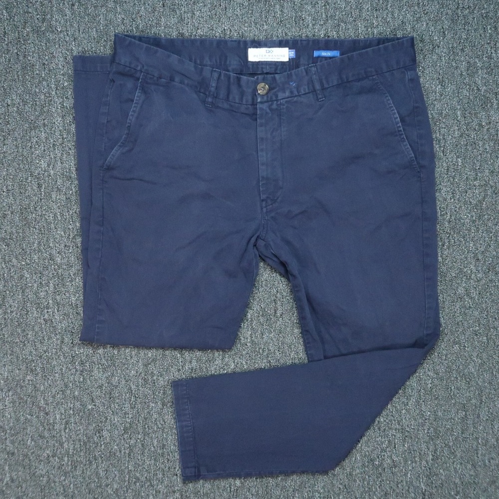 Peter‎ Manning Pants Mens 38x28 Blue Slim Fit Chino Trouser Straight